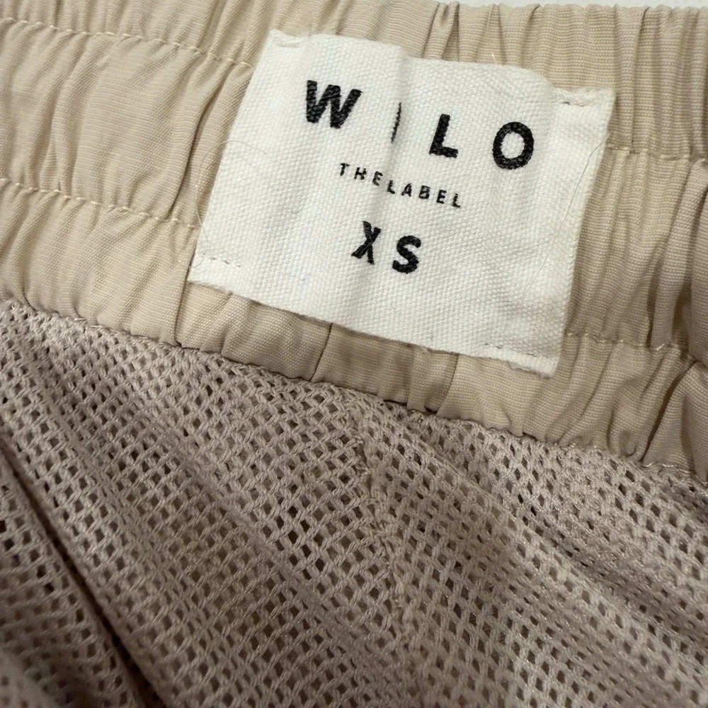 Wilo The Label Womens Mesh Lined Track Pants Sand Beige Elastic Waist XS